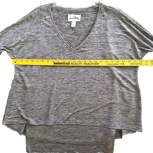 Joseph Ribkoff LDS Tunic Womens Sz 12 Silver Modal Layered V-Neck Lagenlook - Picture 11 of 13